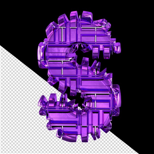 PSD dark purple transformed 3d symbol letter s