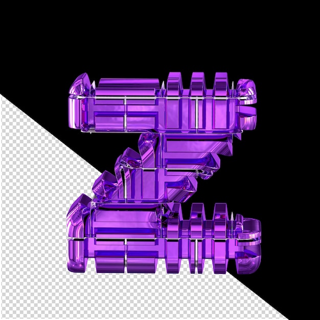 PSD 진한 보라색 변형된 3d 기호 문자 z