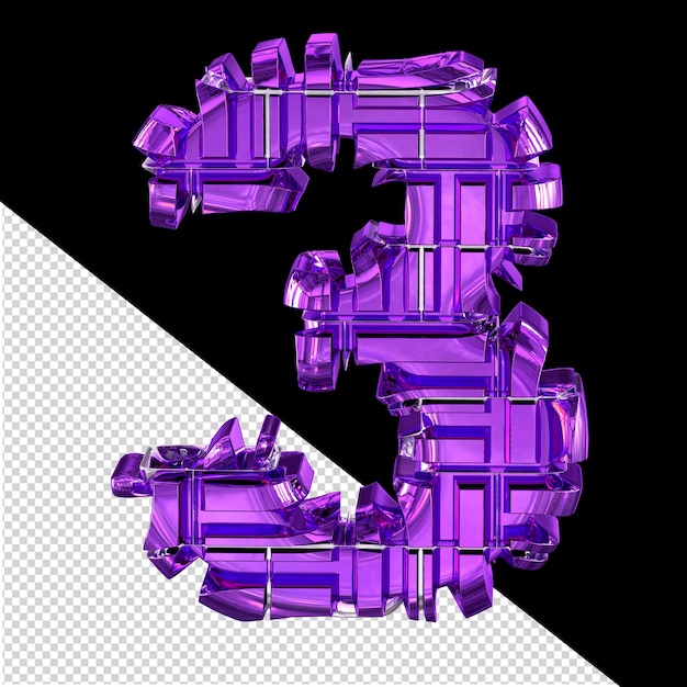 Dark purple transformed 3d symbol number 3