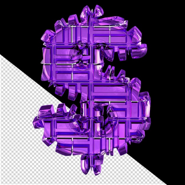 PSD dark purple transformed 3d symbol