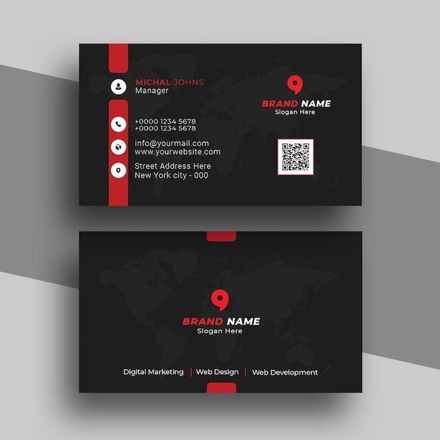 Dark red corporate business card psd template