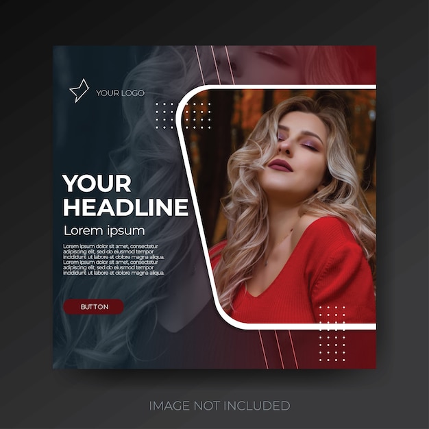 Dark red modern fashion social media template