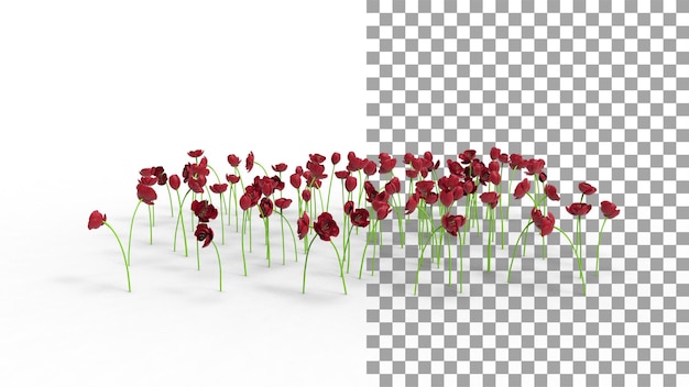影付きの濃い赤のチューリップの花3dレンダリング