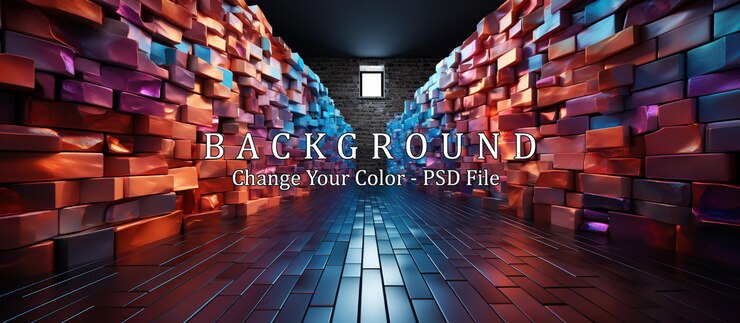PSD dark room with brick walls and a corridor