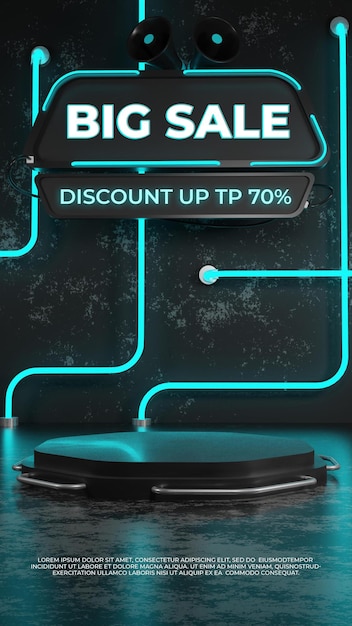 DARK SCIFI PODIUM MET NEON PRODUCTDISPLAY