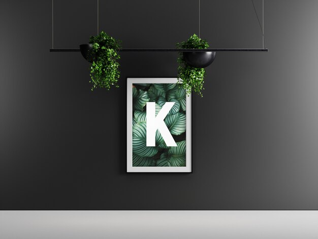 Dark single poster frame mockup