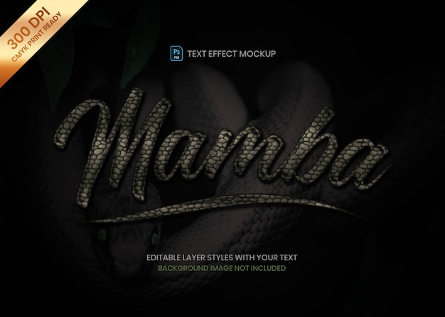 PSD dark snake skin material logo text effect psd template.