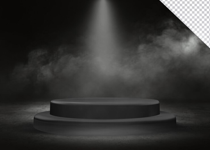 PSD dark stage with spotlight and smoke