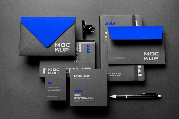 Dark stationery set mockup