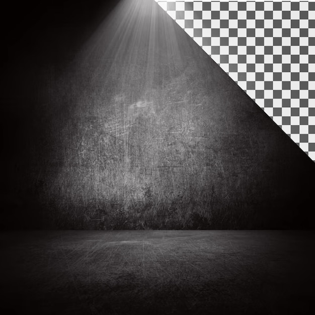 Dark Studio Stage with Spotlight and Concrete Floor