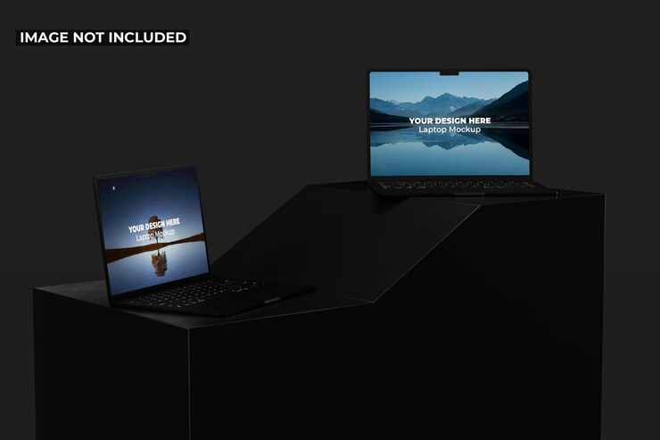 PSD dark style laptop mockups