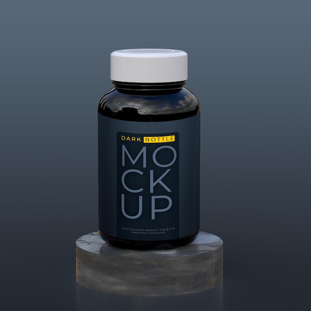 Dark Supplement or Pill bottle label mockup