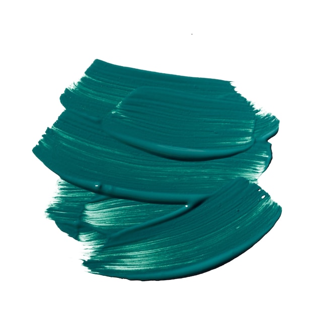 Dark teal paint smear on white background