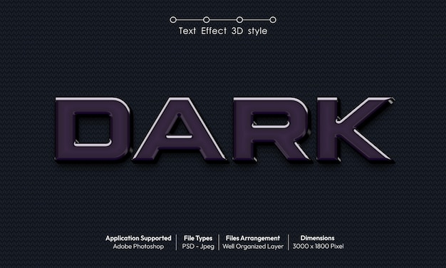 PSD dark text effect with 3d font style