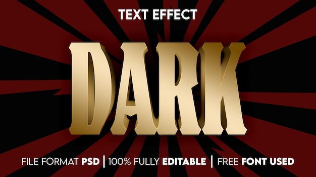 PSD dark text effect with blac background