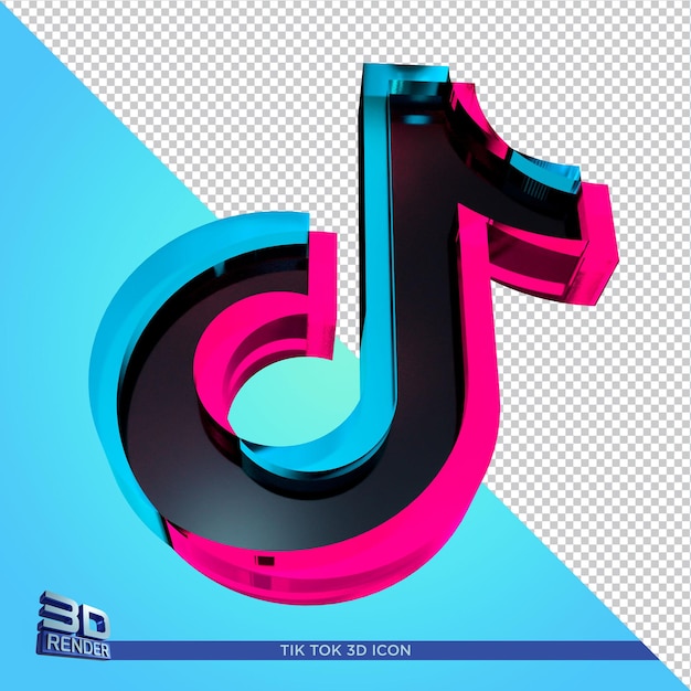 Dark tik tok glossy 3d rendering icon isolated in 3d rendering