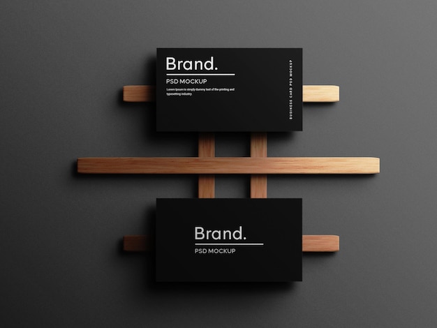 Dark top view minimal business card mockup