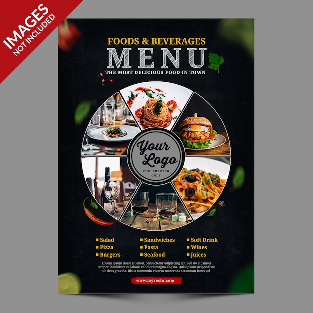 Dark Vintage Restaurant Food Napoje Menu Premium Szablon Psd