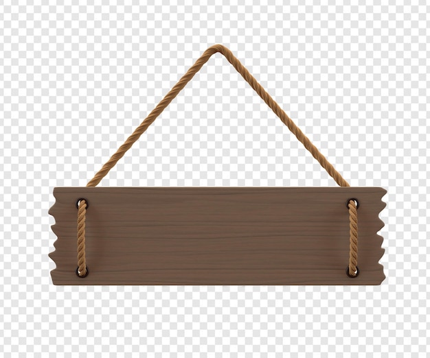 PSD dark wooden board with rope