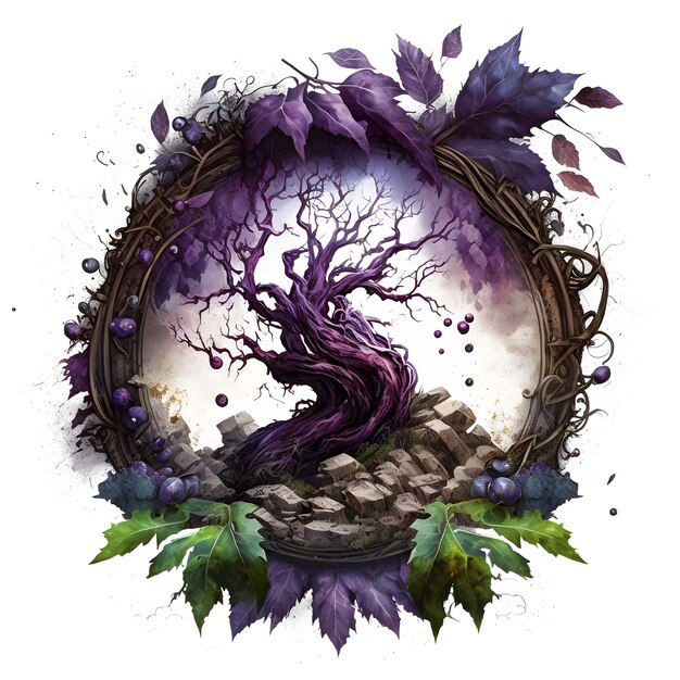 Dark world tree abstract 4096px png trasparente 300dpi per la cornice della copertina del libro di design clipart tshirt