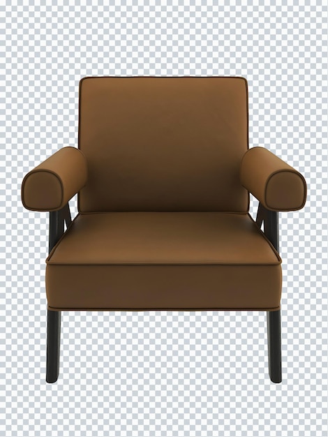 PSD 진한 노란색 검정색 단일 의자 모형. 전면보기. 투명한.