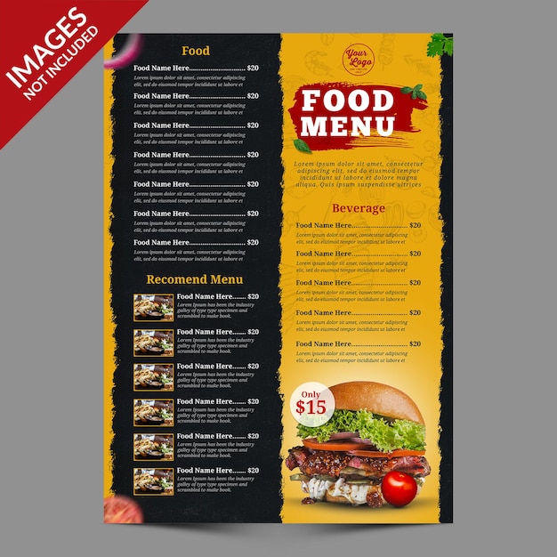 PSD dark and yellow restaurant food menu promotion template premium psd