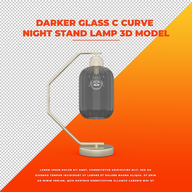 3д модель темного стекла c curve night stand lamp изолированная