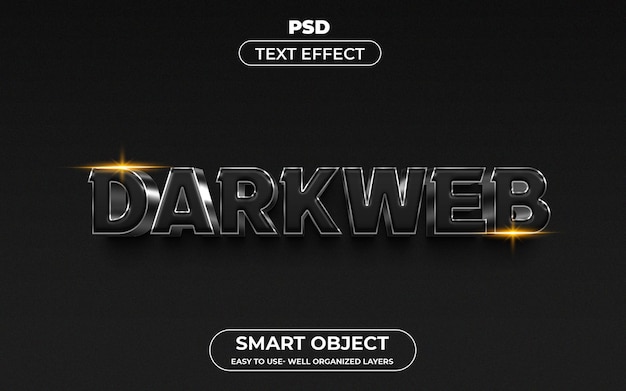 Darkweb 3d bewerkbaar teksteffect premium psd met achtergrond