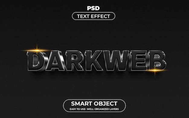 Darkweb 3d edytowalny efekt tekstowy premium psd z tłem