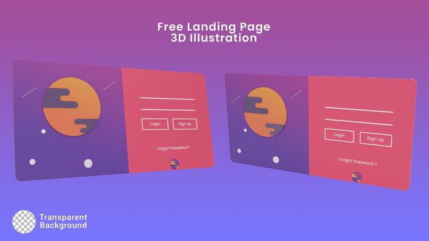 PSD darmowy plik psd landing page 3d ilustracja