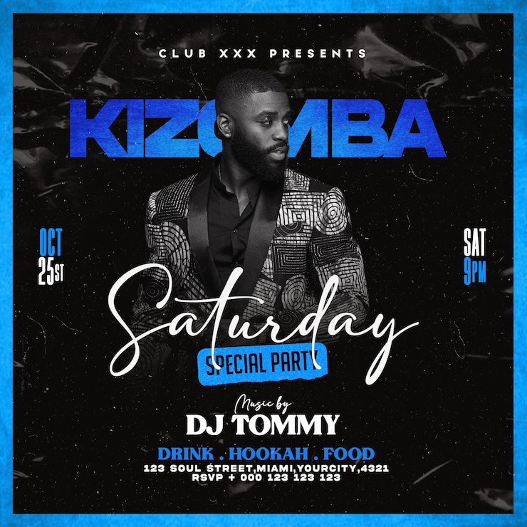 PSD darmowy szablon mediów społecznościowych kizomba saturday party w formacie psd