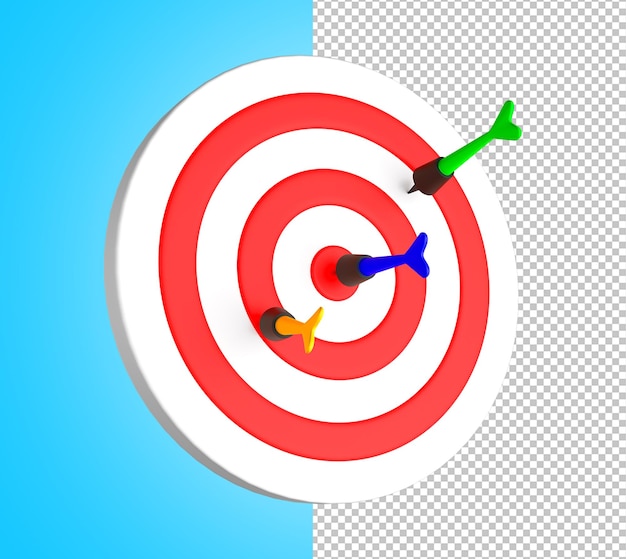 Dart Board For Target With Bullseye Arrow 3D