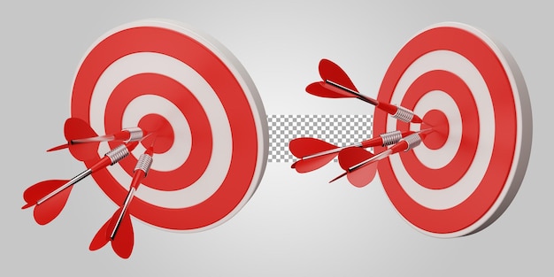 PSD dart business target goal on transparent background 3d illustration