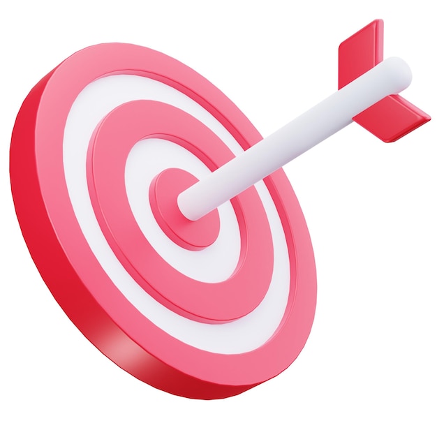 Dart hitting the center of a target 3D cartoon style