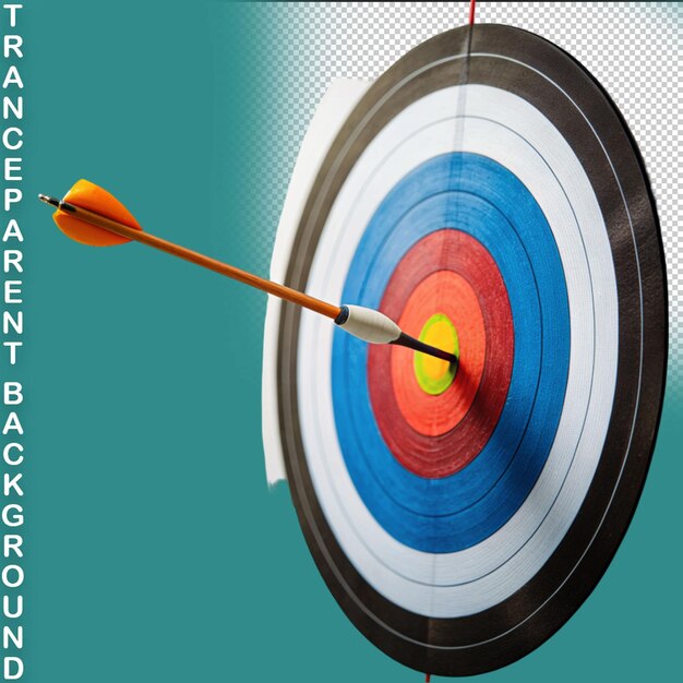 Dart hitting a target on the center isolated on transparent background