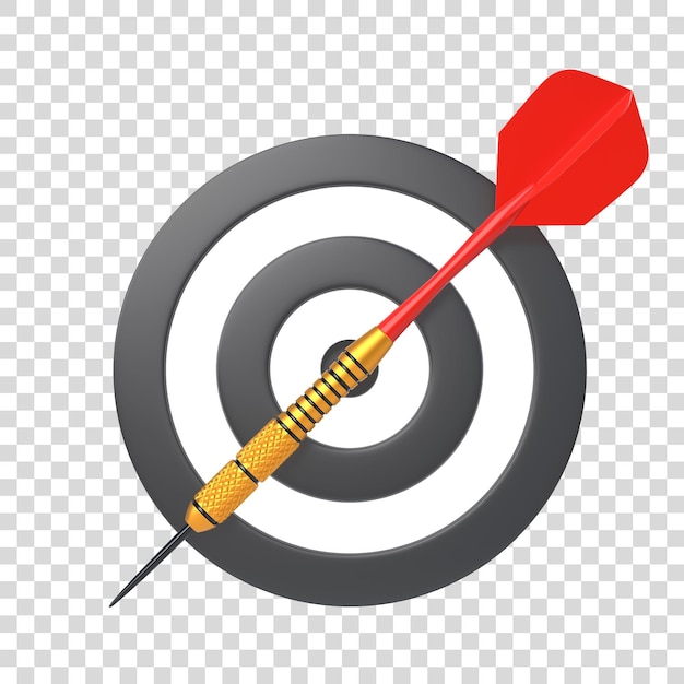 dart and target isolated on white background minimal concept 3d render illustration