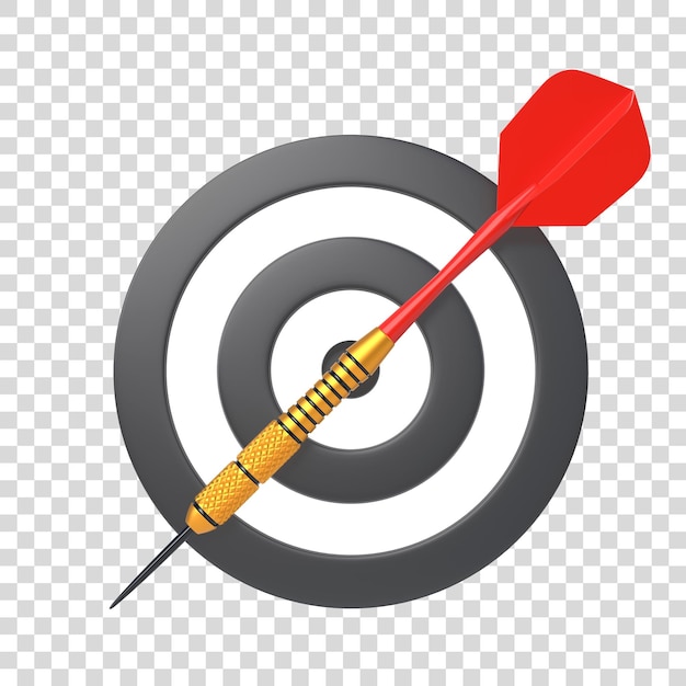 Dart and target isolated on white background minimal concept 3d render illustration