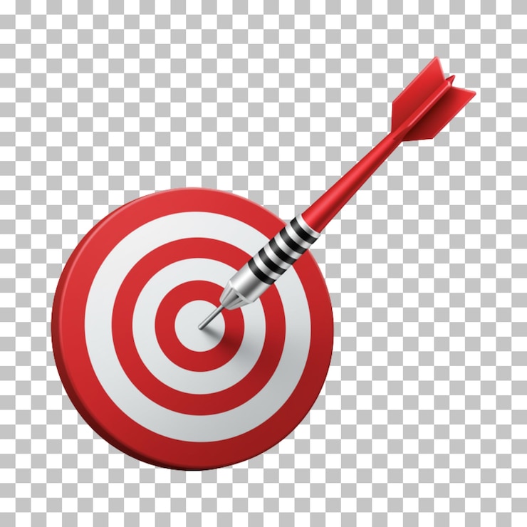 PSD dart treft het bullseye op een rood-wit dartboard