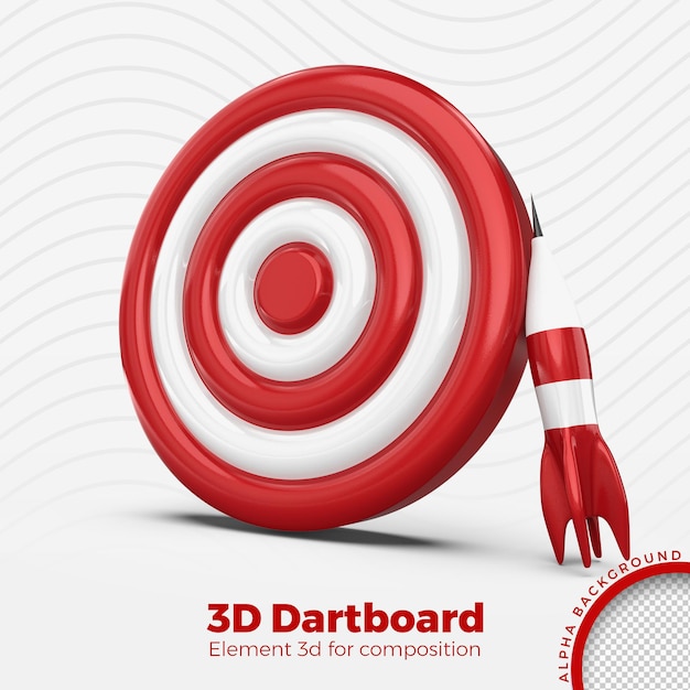 PSD dartboard 3d render isolated