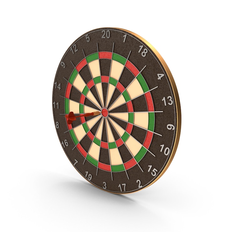 PSD dartboard met een dart vast in de sector 8