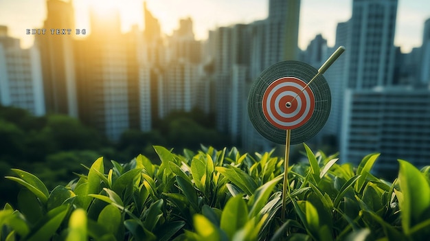 dartboard target in city park aiming for success
