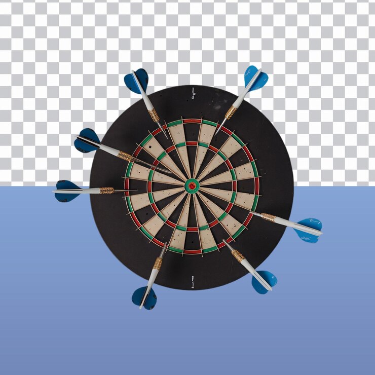 PSD darts in bullseye isolated