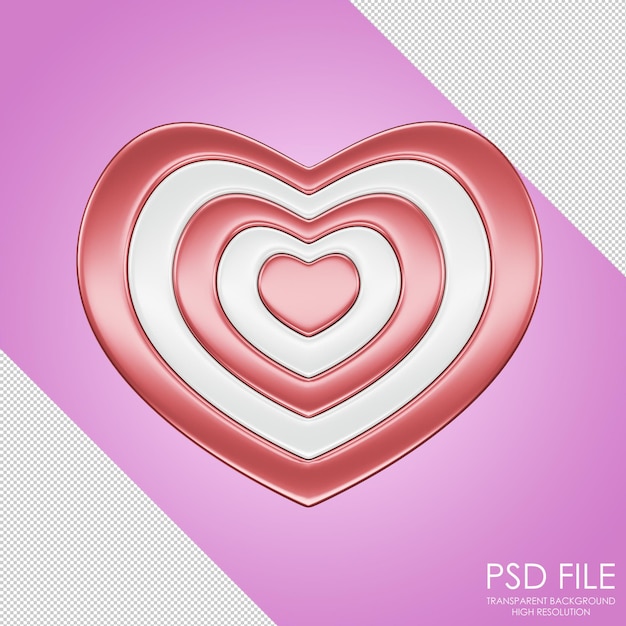 Darts icon Target icon Darts in form of a heart Pink heart Valentines day Wedding Love Heart 3d rendering 3d Illustration