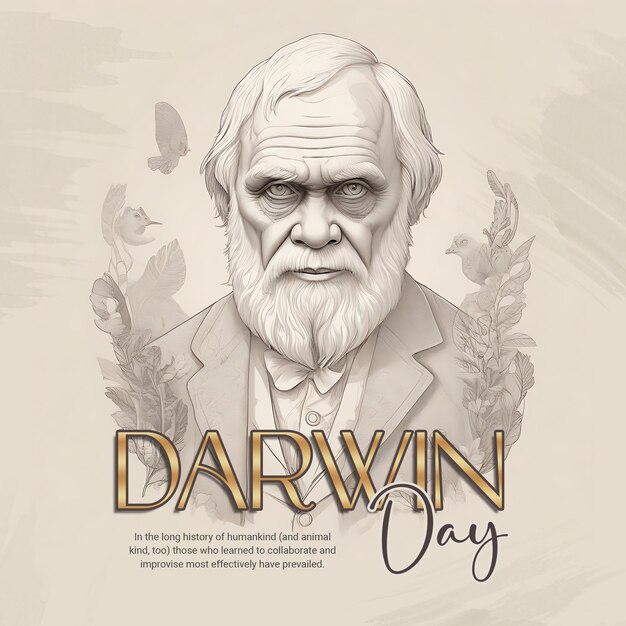 PSD darwin day social media post banner template