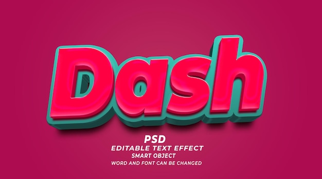 대시 3D 편집 가능한 텍스트 효과 포토샵 PSD 템플릿