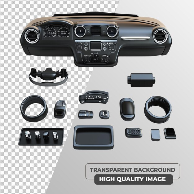 Dashboard Components Car Part Isolated on Transparent Background PSD File
