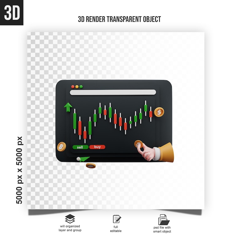 PSD dashboard screen with a infographic growth graph analysis stock market trade 3d rendering