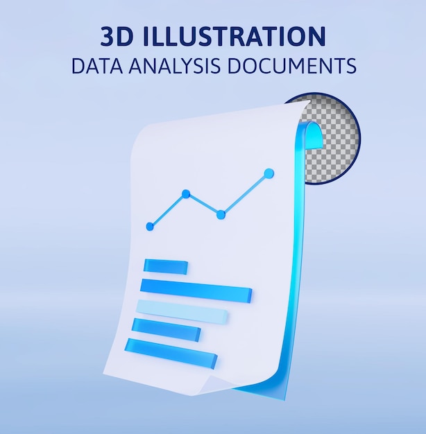 PSD analisi dei dati documenti 3d rendering illustrazione