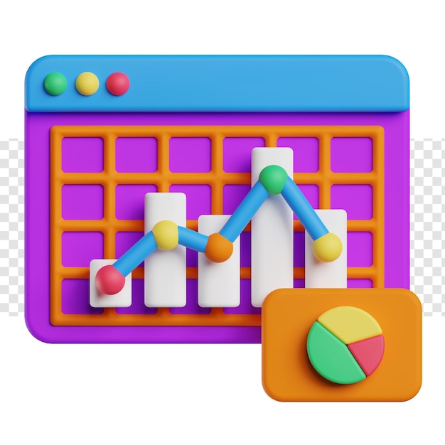 Data analysis graph 3d illustration