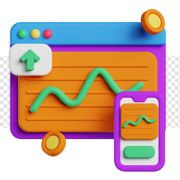 Illustrazione 3d del grafico di analisi dei dati